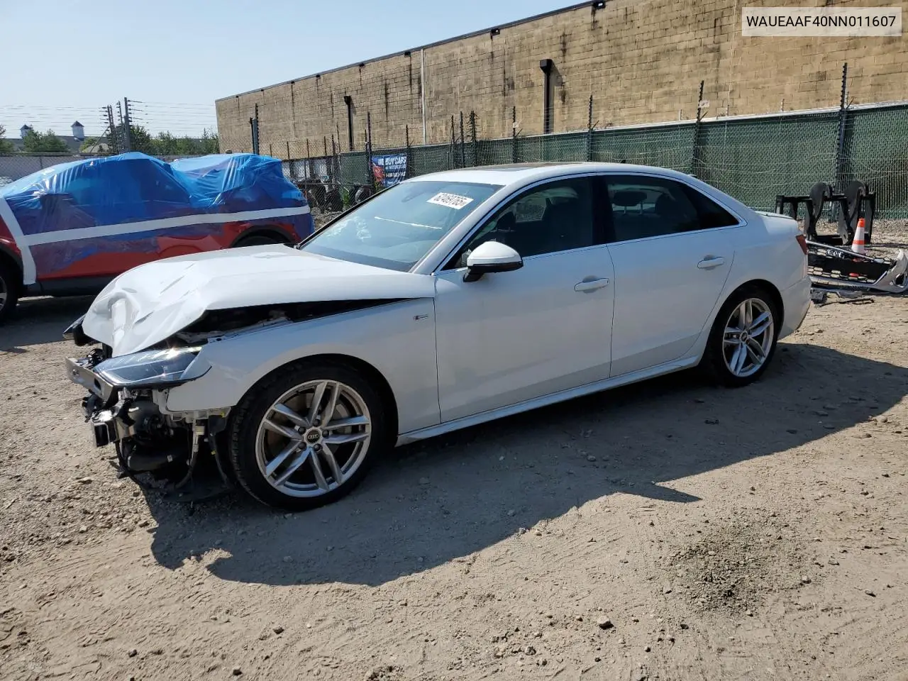 2022 Audi A4 Premium Plus 45 VIN: WAUEAAF40NN011607 Lot: 62469765