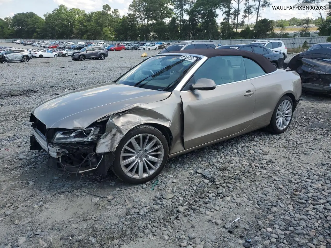 2011 Audi A5 Premium Plus VIN: WAULFAFHXBN002033 Lot: 56165885