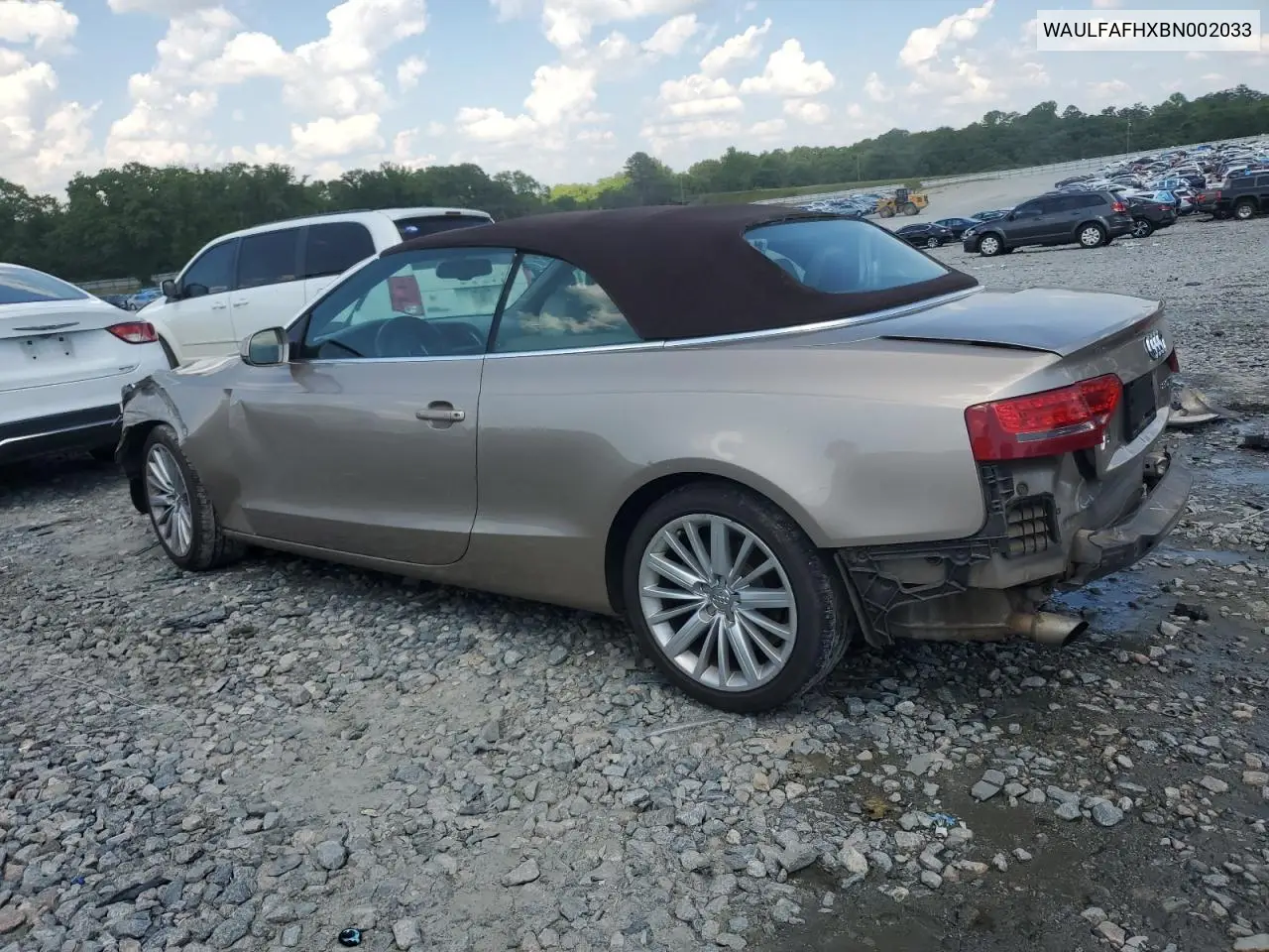 2011 Audi A5 Premium Plus VIN: WAULFAFHXBN002033 Lot: 56165885