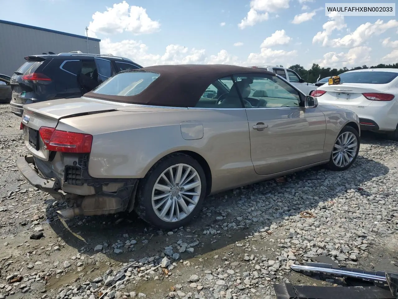 2011 Audi A5 Premium Plus VIN: WAULFAFHXBN002033 Lot: 56165885
