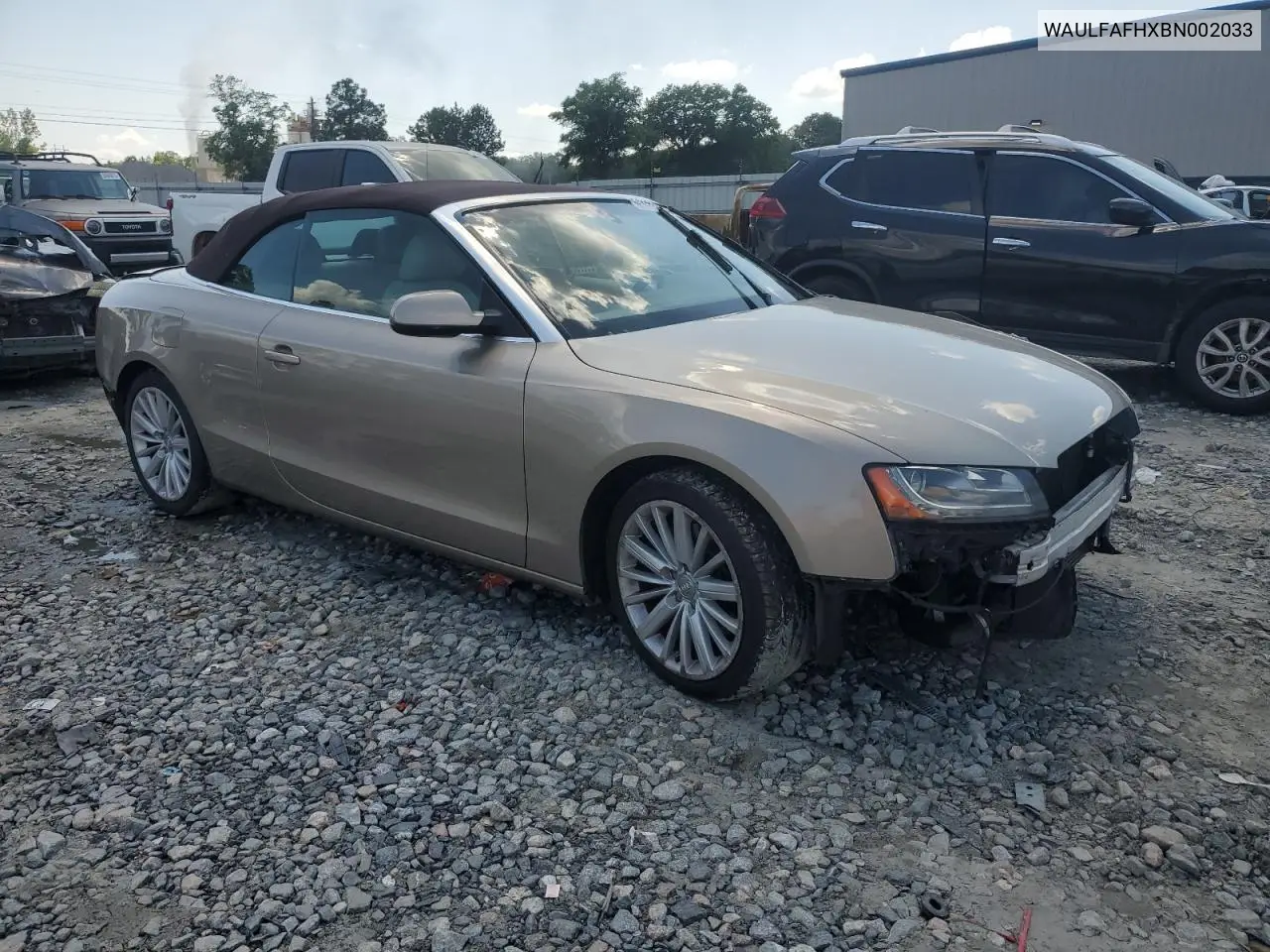 2011 Audi A5 Premium Plus VIN: WAULFAFHXBN002033 Lot: 56165885