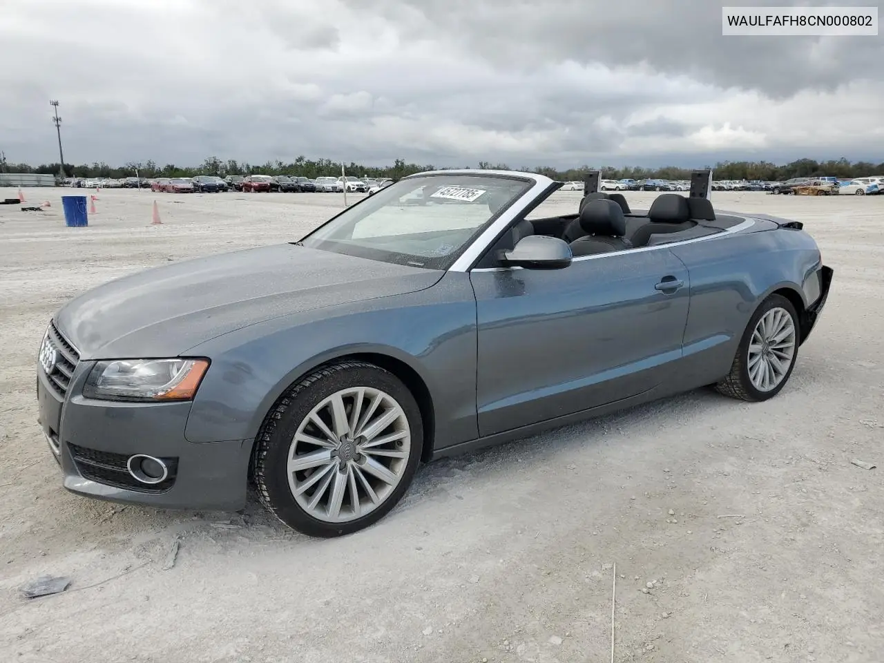 2012 Audi A5 Premium Plus VIN: WAULFAFH8CN000802 Lot: 45727785