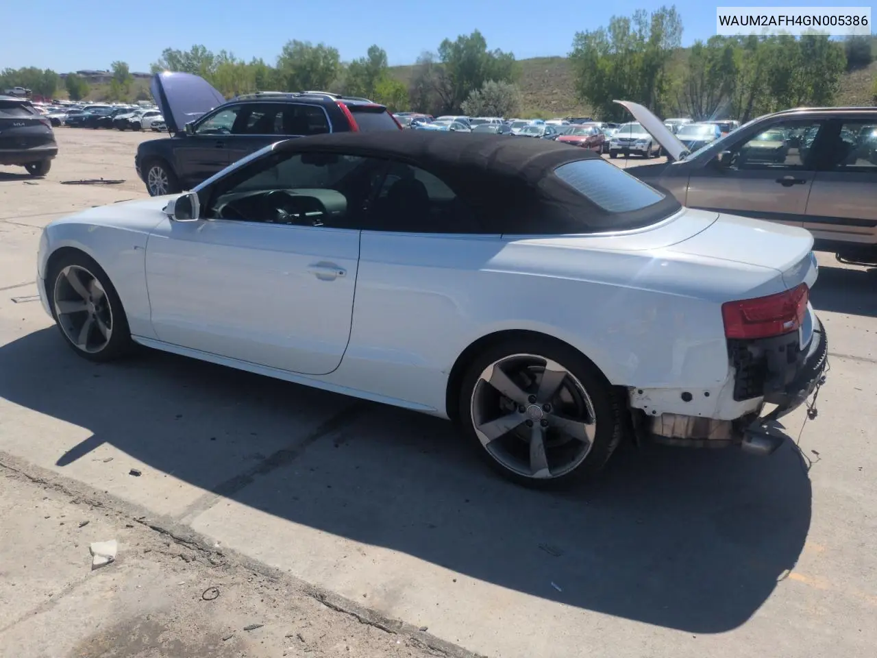 2016 Audi A5 Premium Plus S-Line VIN: WAUM2AFH4GN005386 Lot: 56485825
