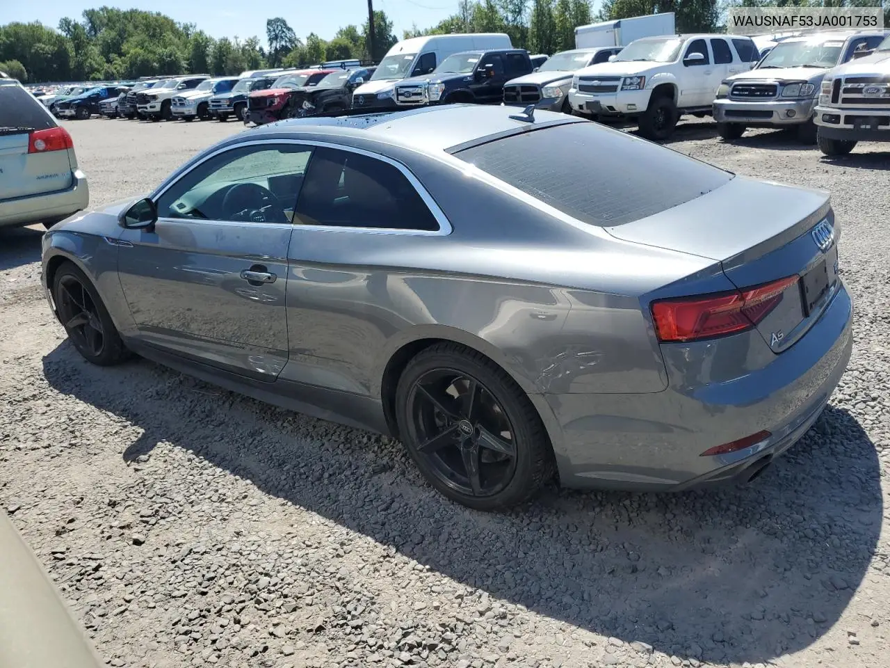 2018 Audi A5 Premium S Line VIN: WAUSNAF53JA001753 Lot: 63590045