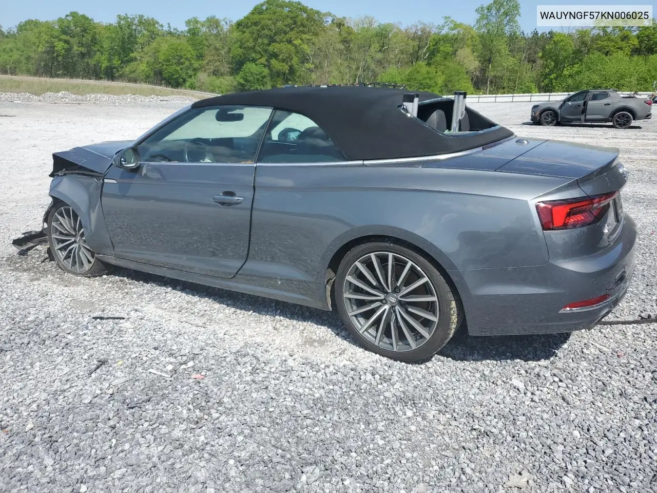 2019 Audi A5 Premium Plus VIN: WAUYNGF57KN006025 Lot: 52215305