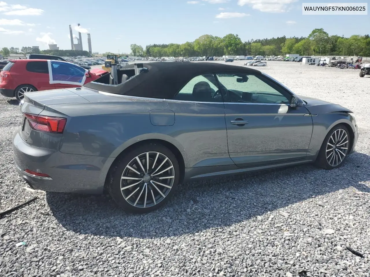 2019 Audi A5 Premium Plus VIN: WAUYNGF57KN006025 Lot: 52215305