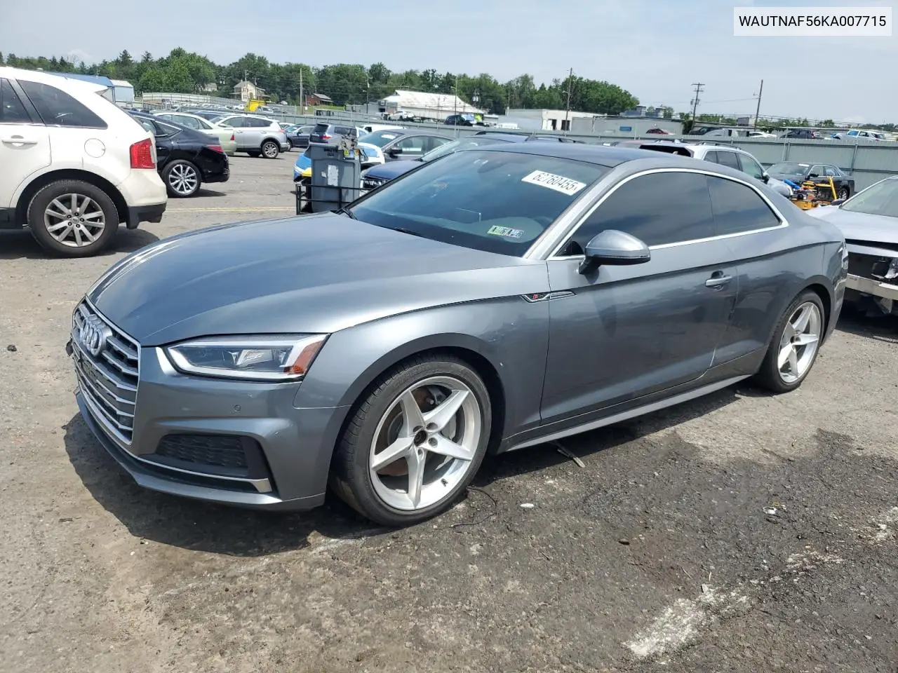 2019 Audi A5 Premium Plus VIN: WAUTNAF56KA007715 Lot: 62760455