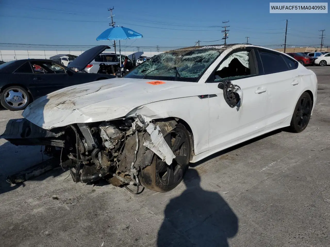 2021 Audi A5 Premium Plus 45 VIN: WAUFACF51MA040953 Lot: 55094615