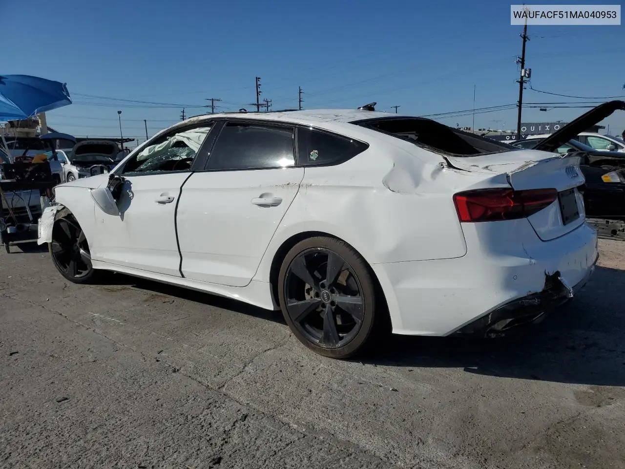2021 Audi A5 Premium Plus 45 VIN: WAUFACF51MA040953 Lot: 55094615