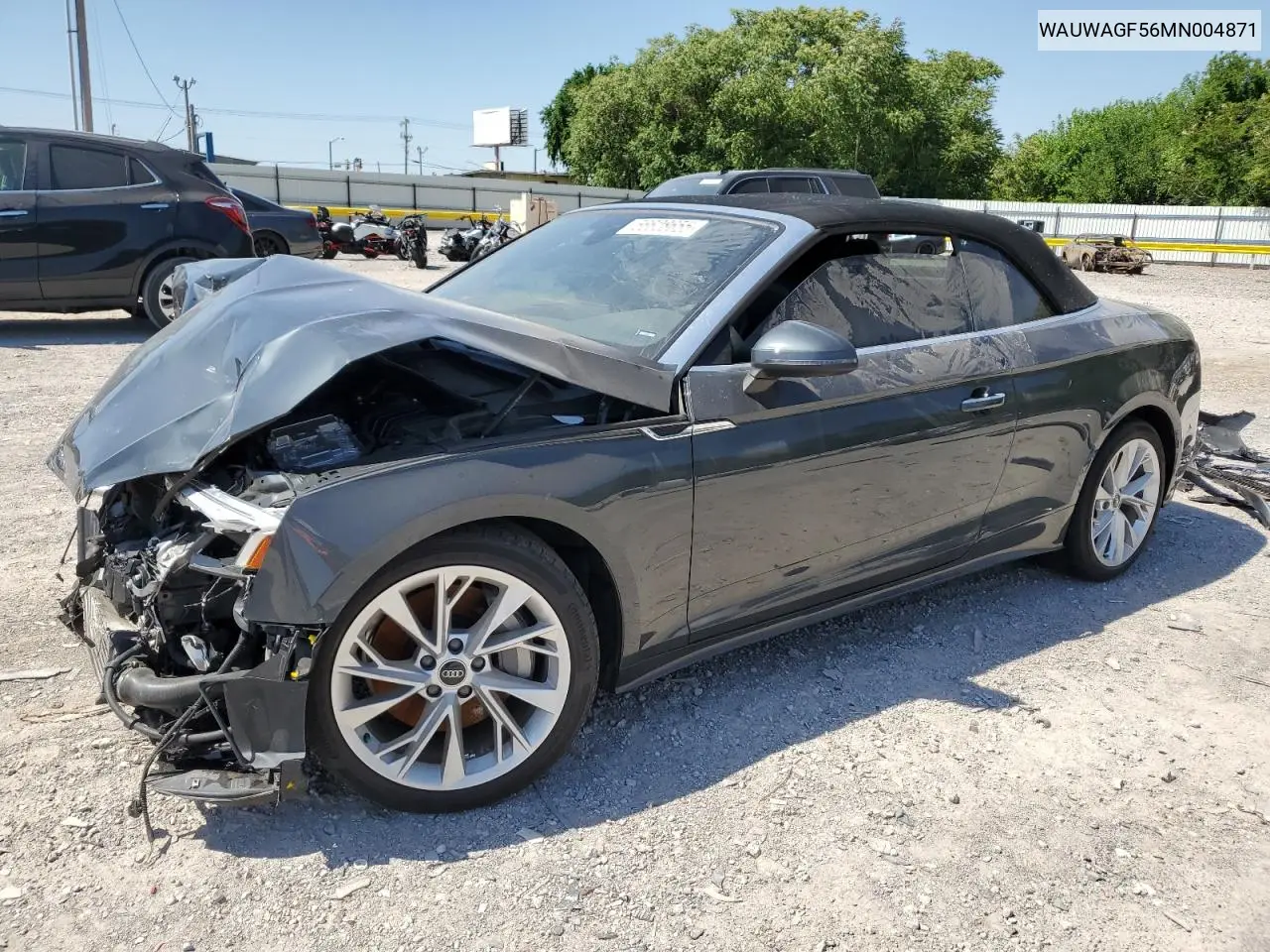 2021 Audi A5 Premium Plus 45 VIN: WAUWAGF56MN004871 Lot: 56628655