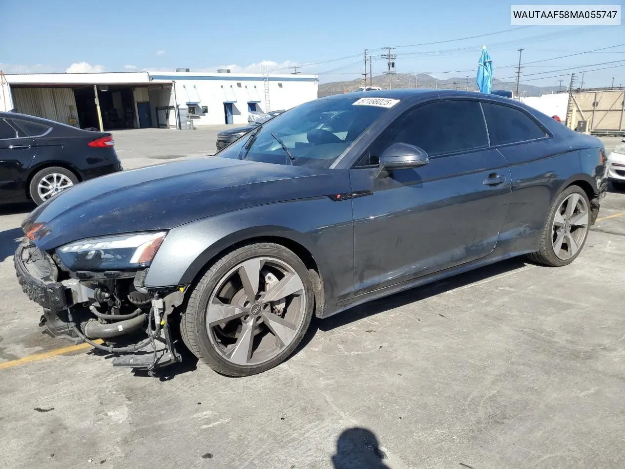 2021 Audi A5 Premium Plus 45 VIN: WAUTAAF58MA055747 Lot: 57166025