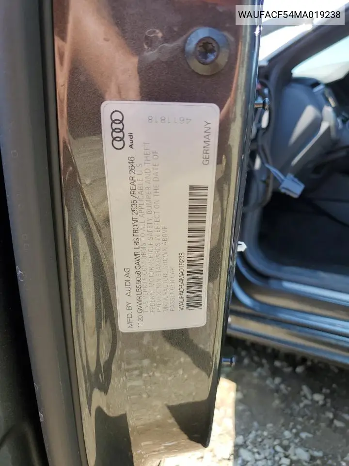 2021 Audi A5 Premium Plus 45 VIN: WAUFACF54MA019238 Lot: 59751955