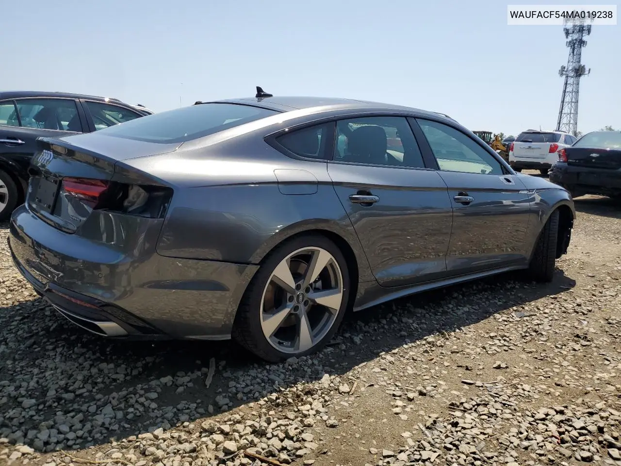 2021 Audi A5 Premium Plus 45 VIN: WAUFACF54MA019238 Lot: 59751955