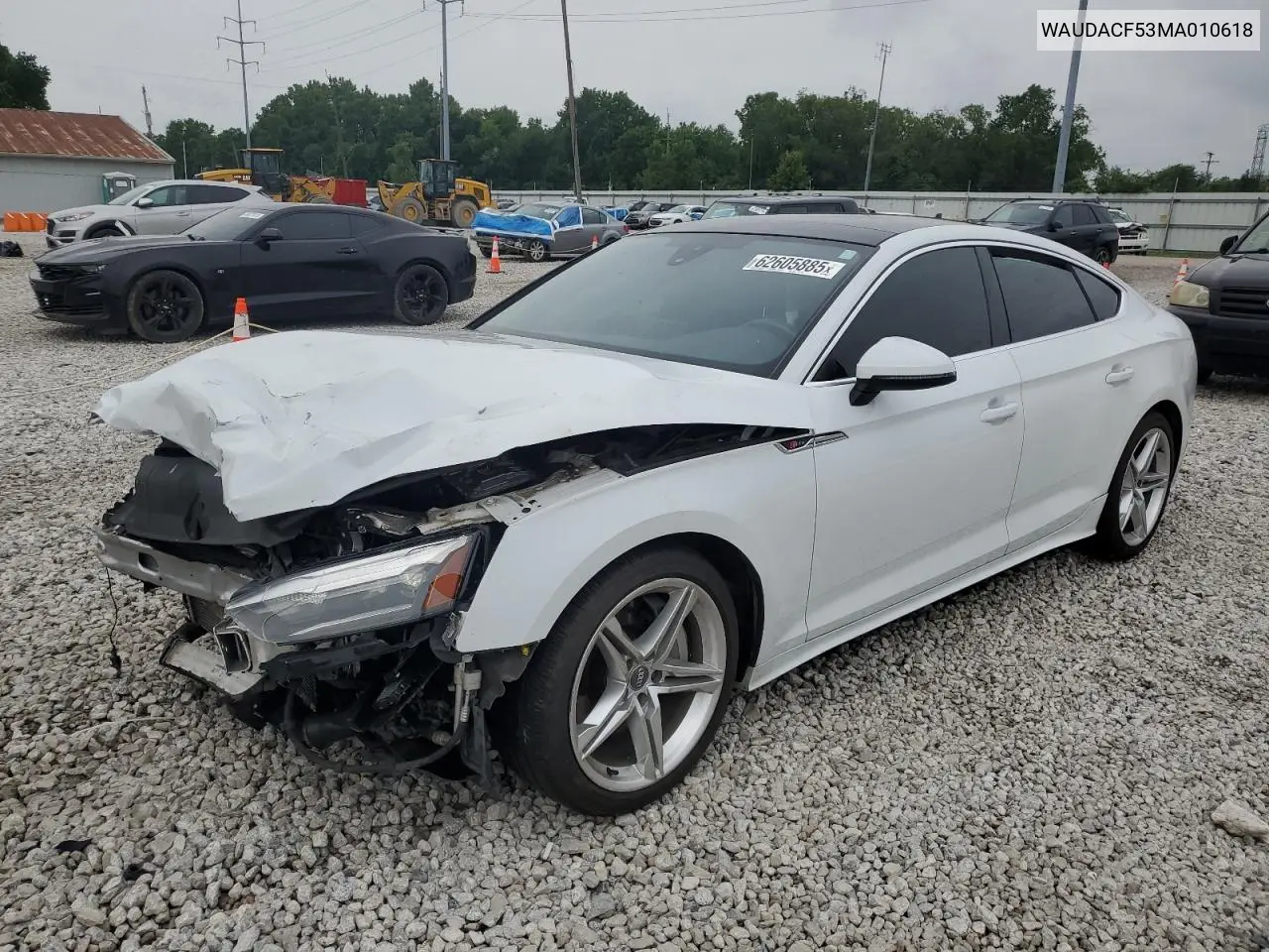 2021 Audi A5 Premium 45 VIN: WAUDACF53MA010618 Lot: 62605885