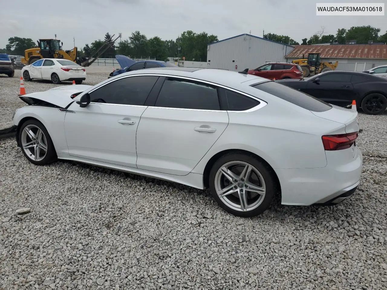 2021 Audi A5 Premium 45 VIN: WAUDACF53MA010618 Lot: 62605885