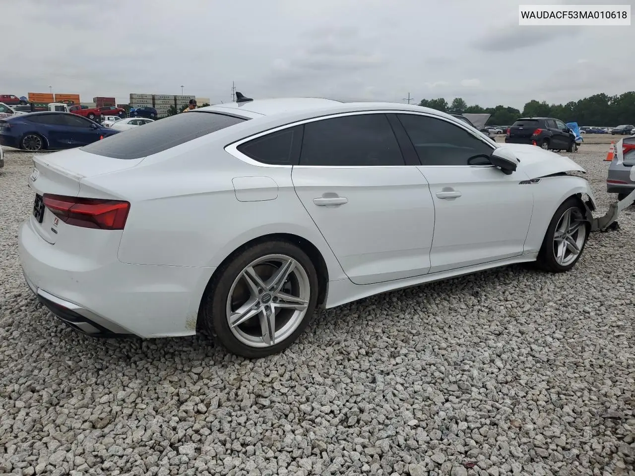 2021 Audi A5 Premium 45 VIN: WAUDACF53MA010618 Lot: 62605885