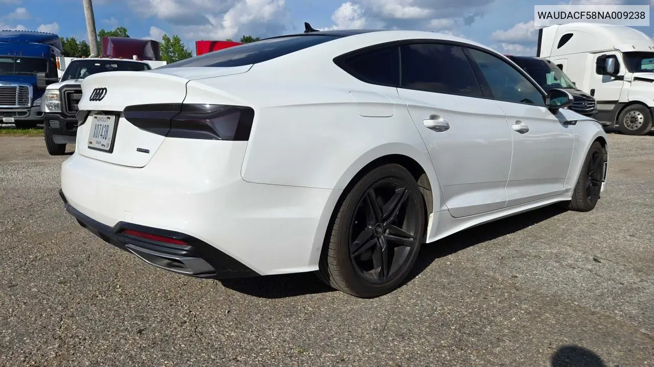 2022 Audi A5 Premium 45 VIN: WAUDACF58NA009238 Lot: 63340435