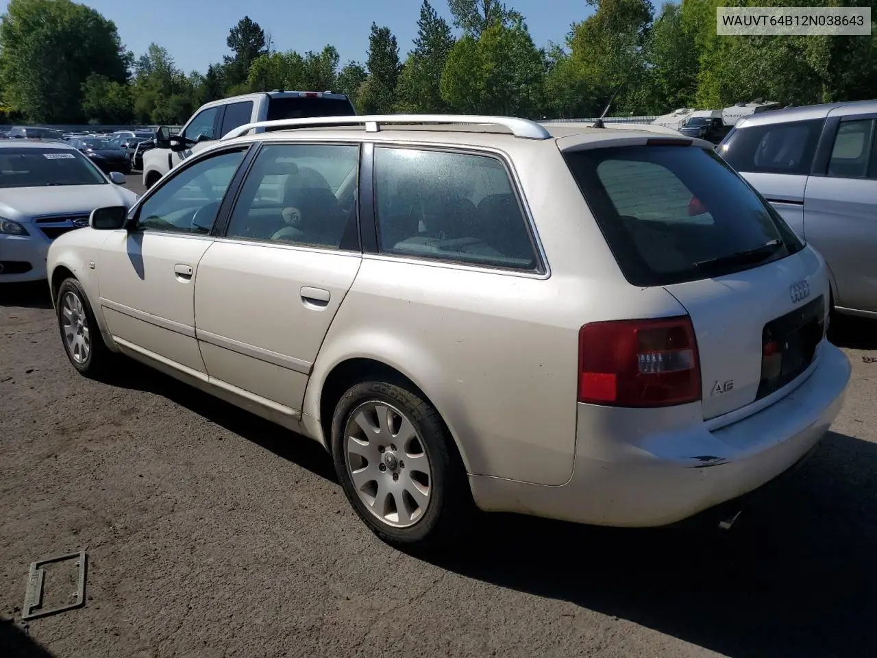 2002 Audi A6 3.0 Avant Quattro VIN: WAUVT64B12N038643 Lot: 55567155
