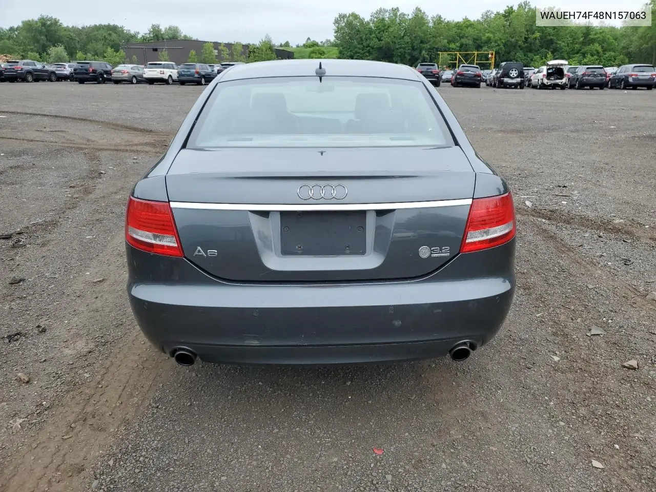 2008 Audi A6 S-Line 3.2 Quattro VIN: WAUEH74F48N157063 Lot: 57866265