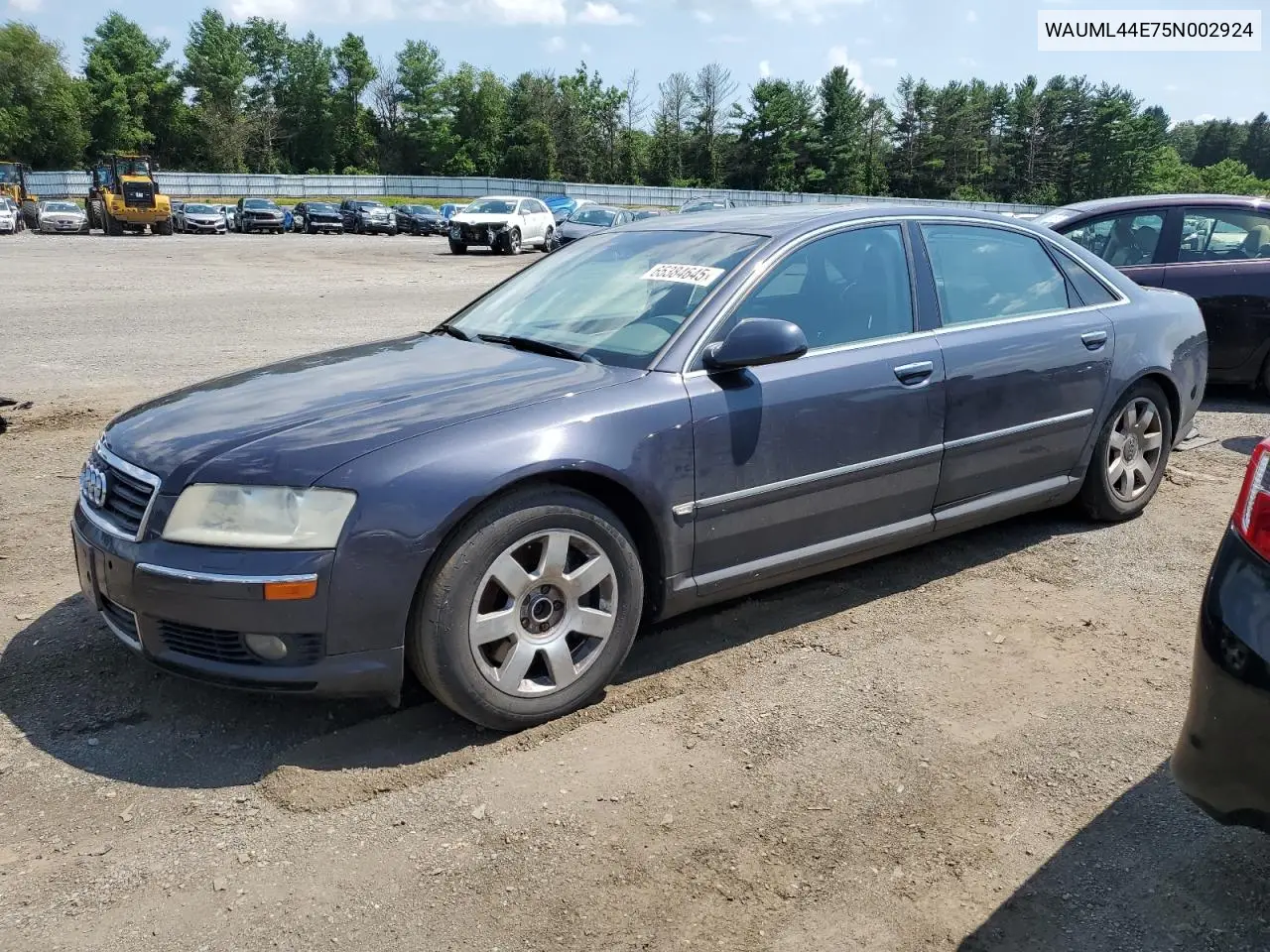 2005 Audi A8 L Quattro VIN: WAUML44E75N002924 Lot: 65384645