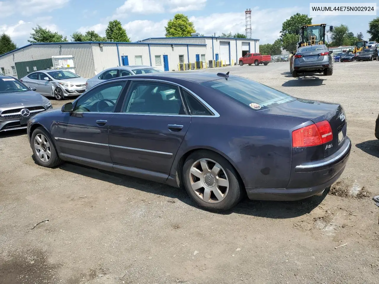 2005 Audi A8 L Quattro VIN: WAUML44E75N002924 Lot: 65384645