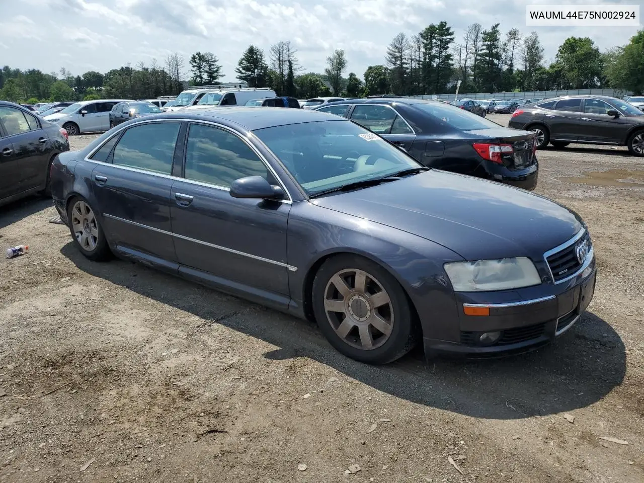 2005 Audi A8 L Quattro VIN: WAUML44E75N002924 Lot: 65384645