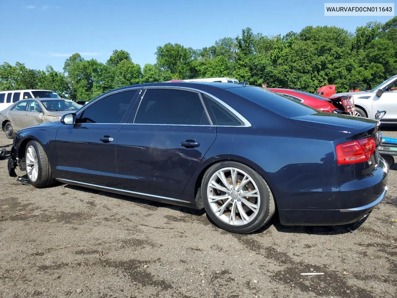 2012 Audi A8 L Quattro VIN: WAURVAFD0CN011643 Lot: 61622365