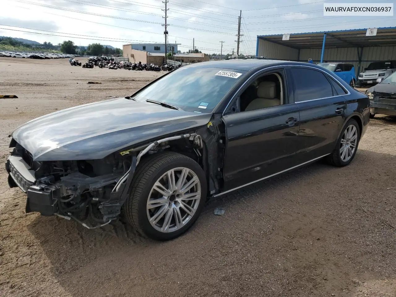 2012 Audi A8 L Quattro VIN: WAURVAFDXCN036937 Lot: 62557305