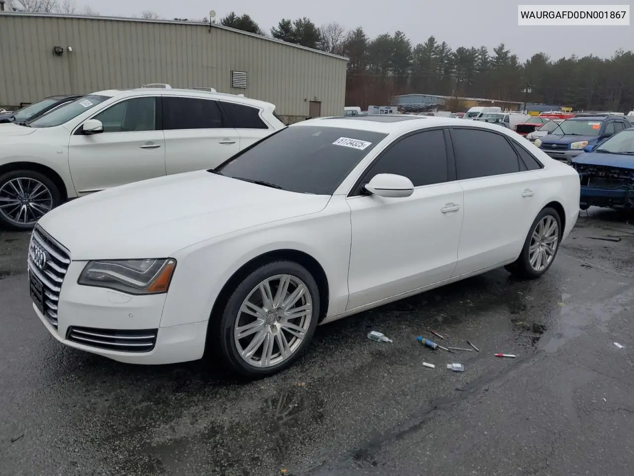 2013 Audi A8 L Quattro VIN: WAURGAFD0DN001867 Lot: 51734325