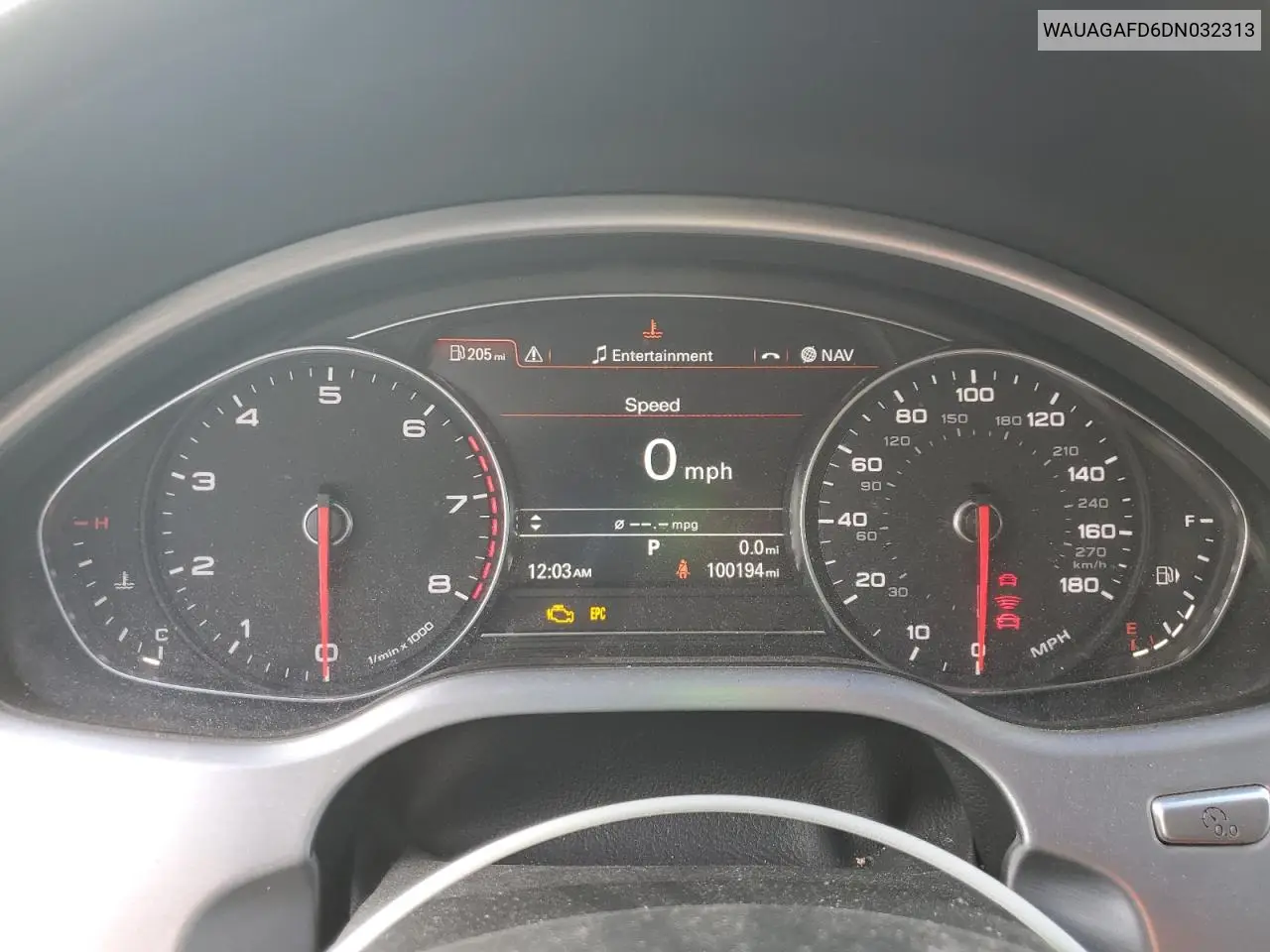 2013 Audi A8 Quattro VIN: WAUAGAFD6DN032313 Lot: 65157945