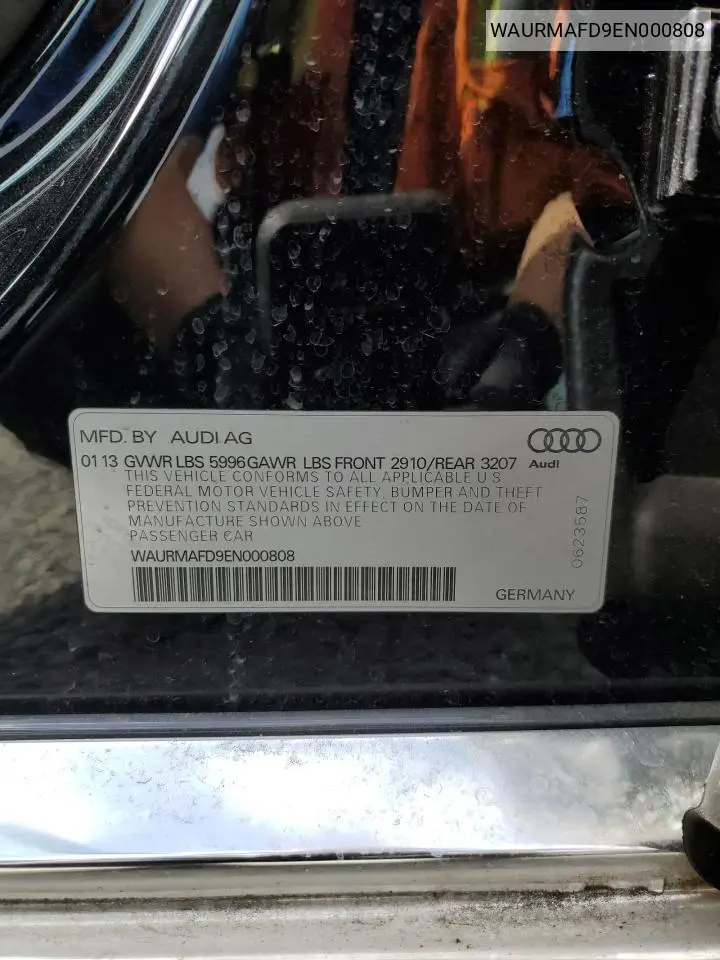 2014 Audi A8 L Tdi Quattro VIN: WAURMAFD9EN000808 Lot: 63660245