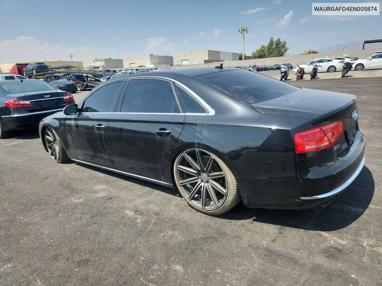 2014 Audi A8 L Quattro VIN: WAURGAFD4EN005874 Lot: 65255595