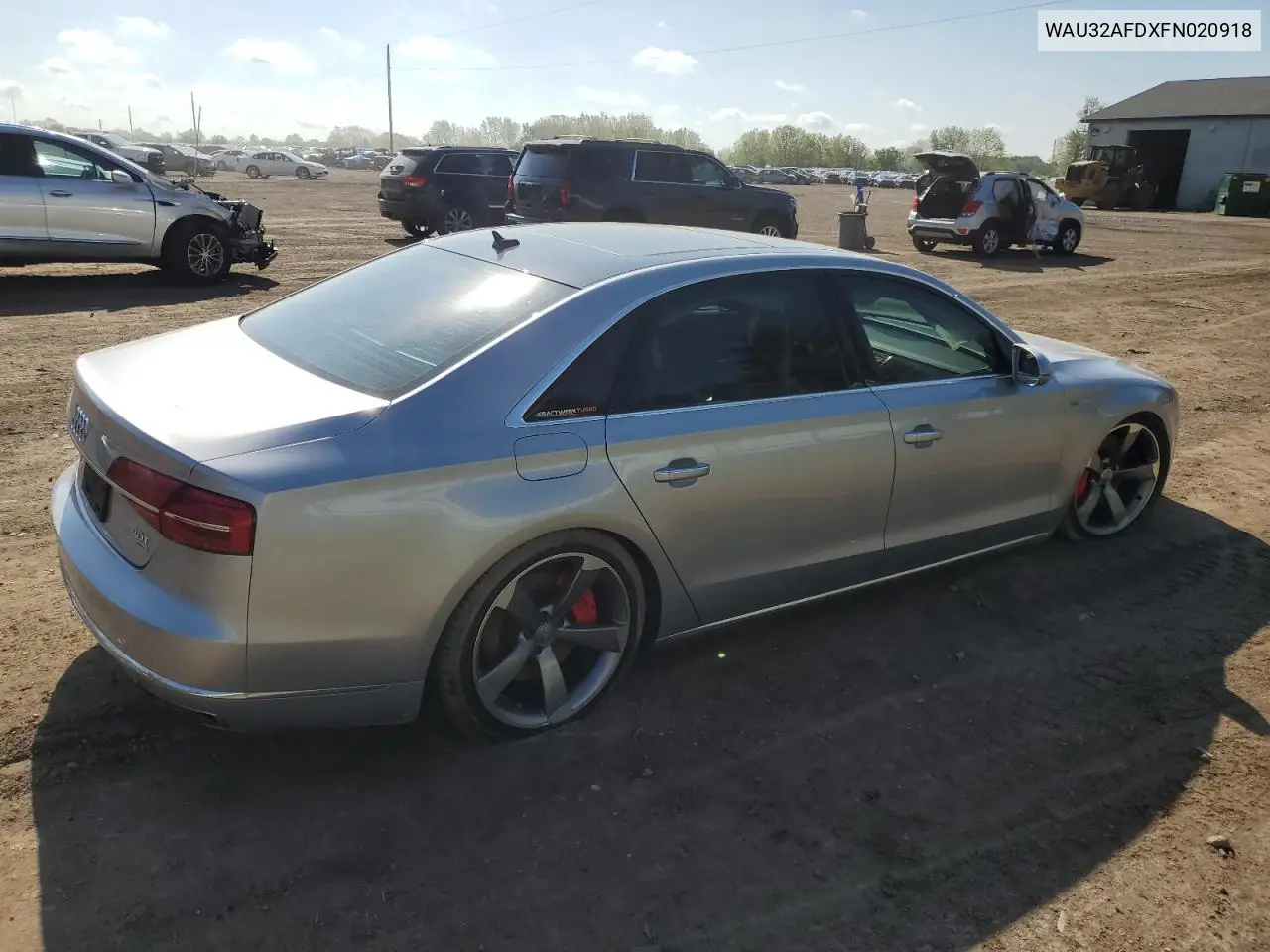 2015 Audi A8 L Quattro VIN: WAU32AFDXFN020918 Lot: 56711155
