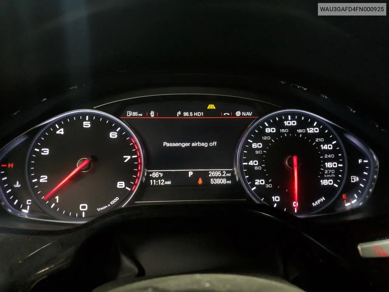2015 Audi A8 L Quattro VIN: WAU3GAFD4FN000925 Lot: 56969755
