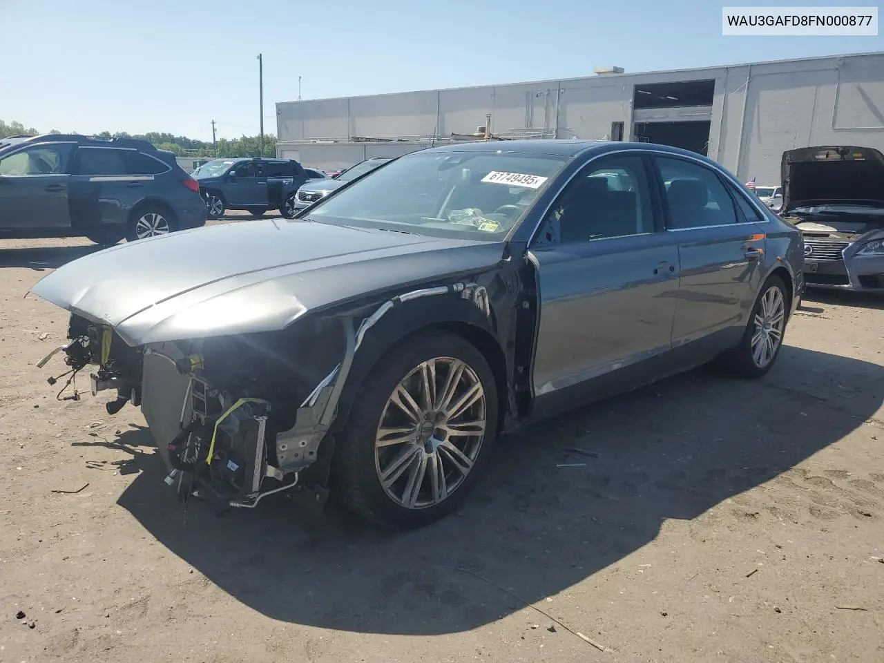 2015 Audi A8 L Quattro VIN: WAU3GAFD8FN000877 Lot: 61749495