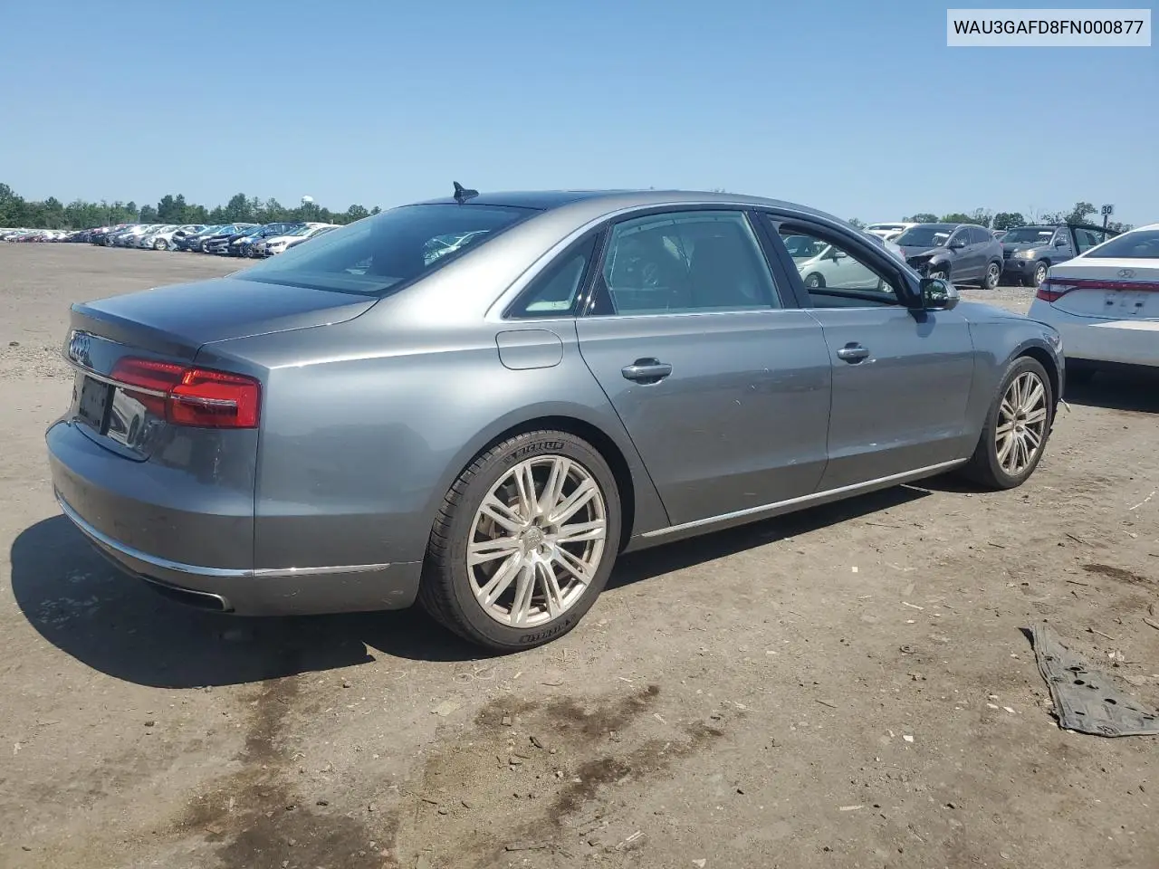 2015 Audi A8 L Quattro VIN: WAU3GAFD8FN000877 Lot: 61749495