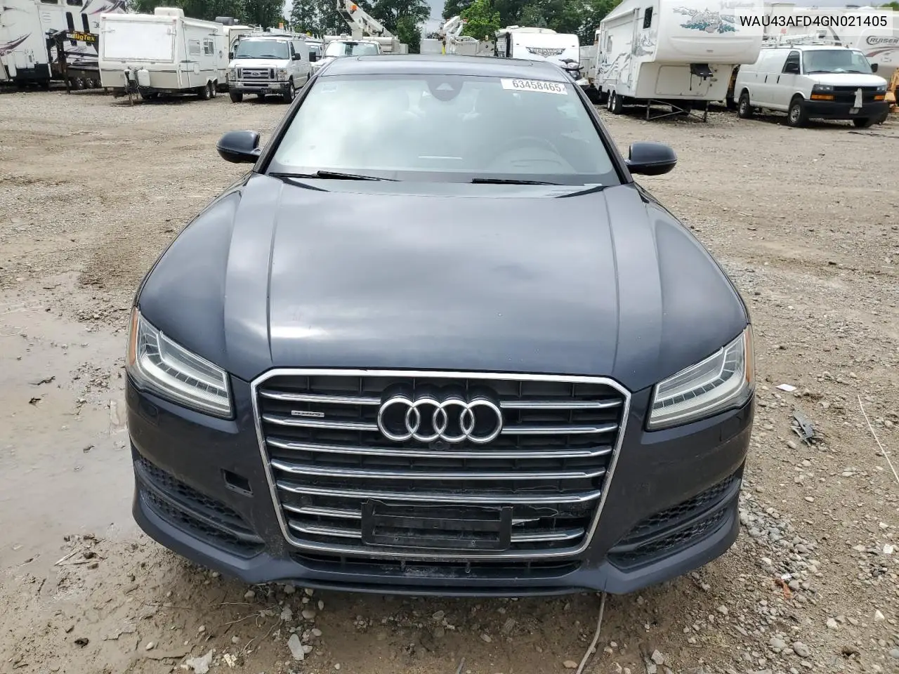 2016 Audi A8 L Quattro VIN: WAU43AFD4GN021405 Lot: 63458465