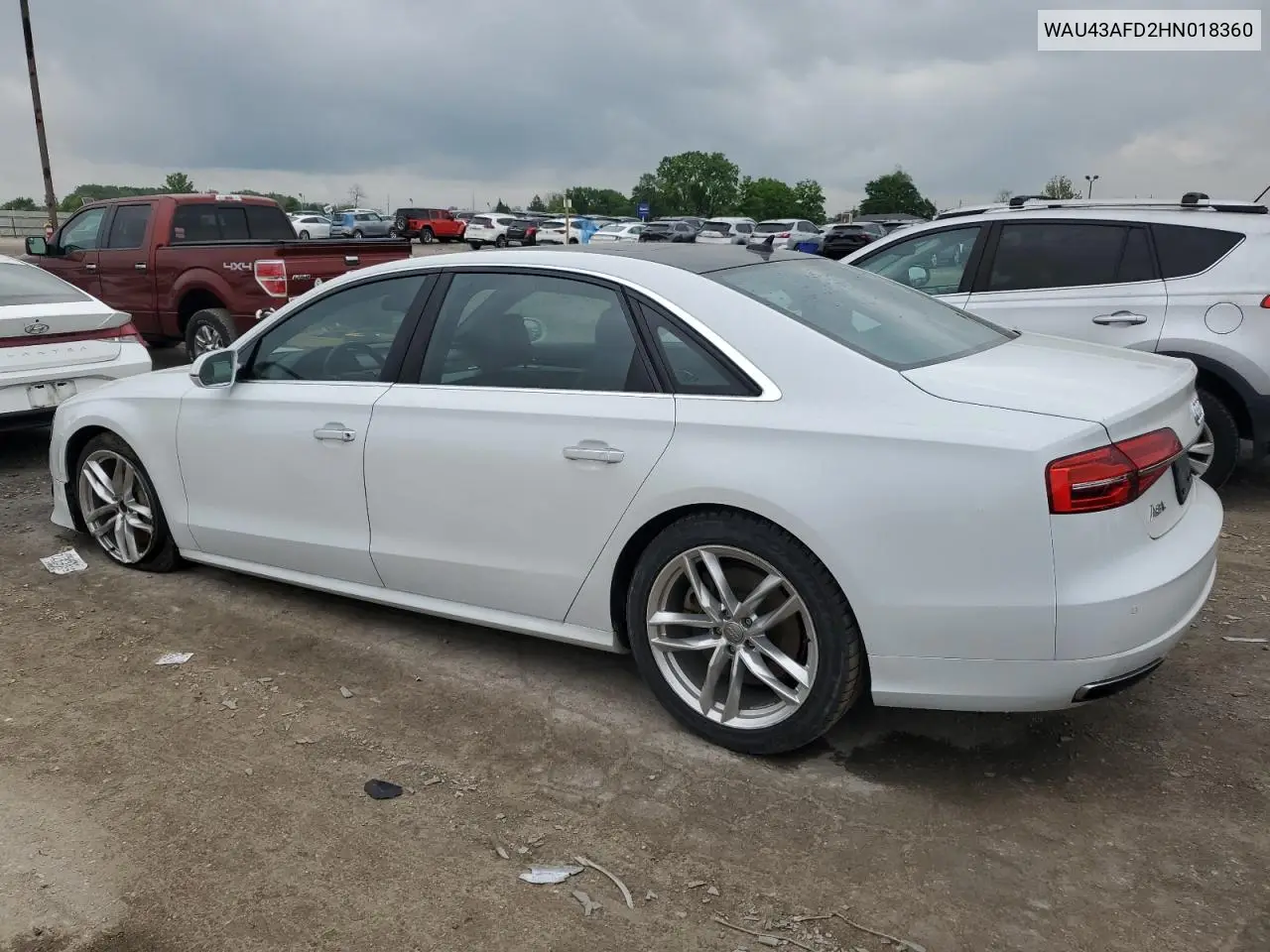 2017 Audi A8 L Quattro VIN: WAU43AFD2HN018360 Lot: 55984005