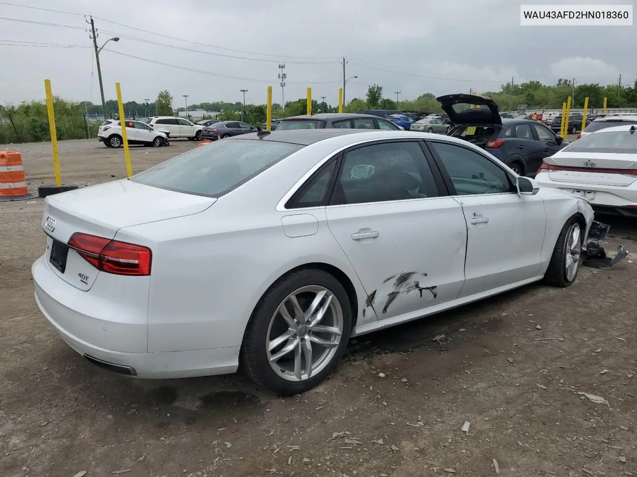 2017 Audi A8 L Quattro VIN: WAU43AFD2HN018360 Lot: 55984005