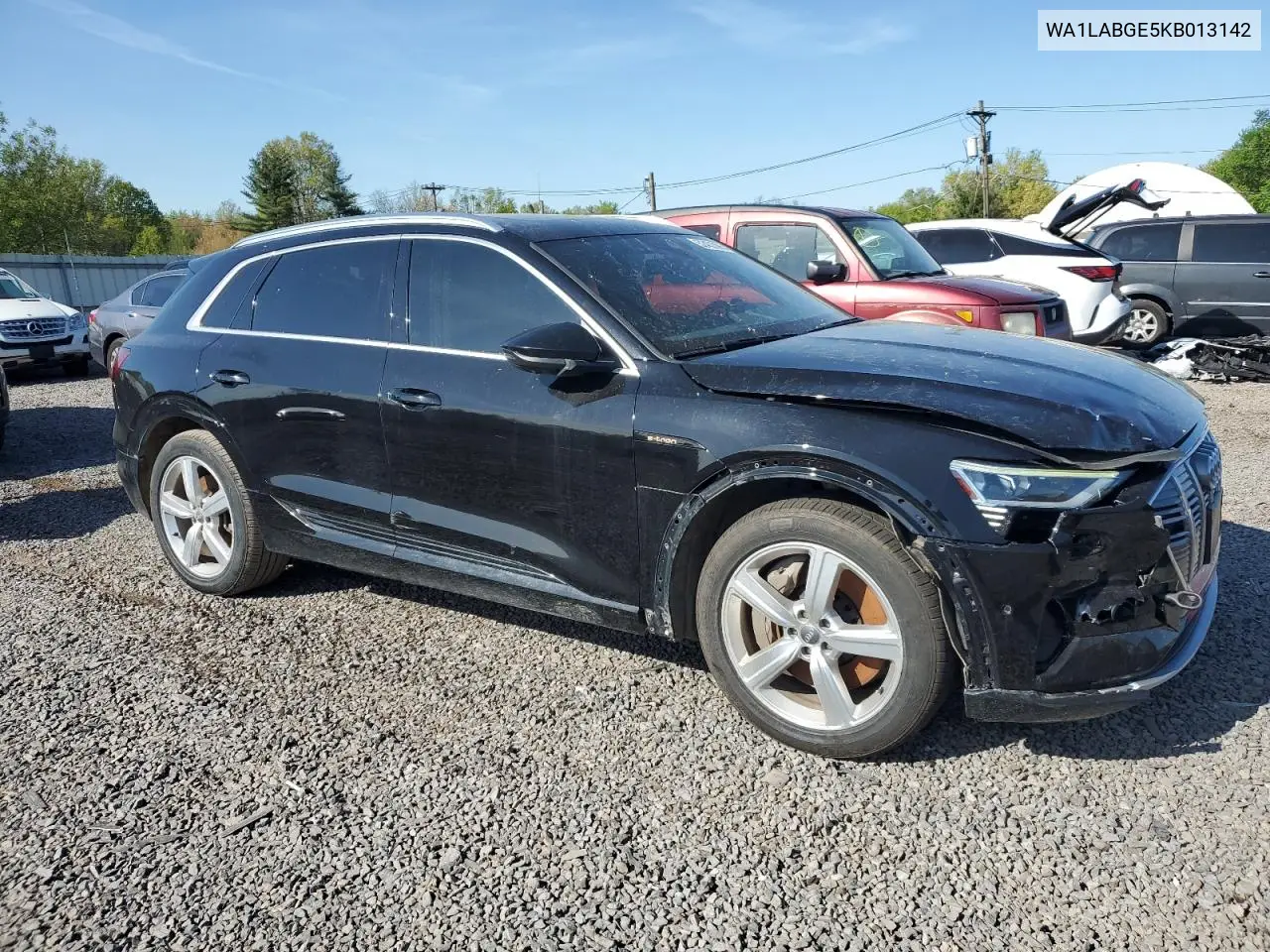2019 Audi E-Tron Premium Plus VIN: WA1LABGE5KB013142 Lot: 52452085