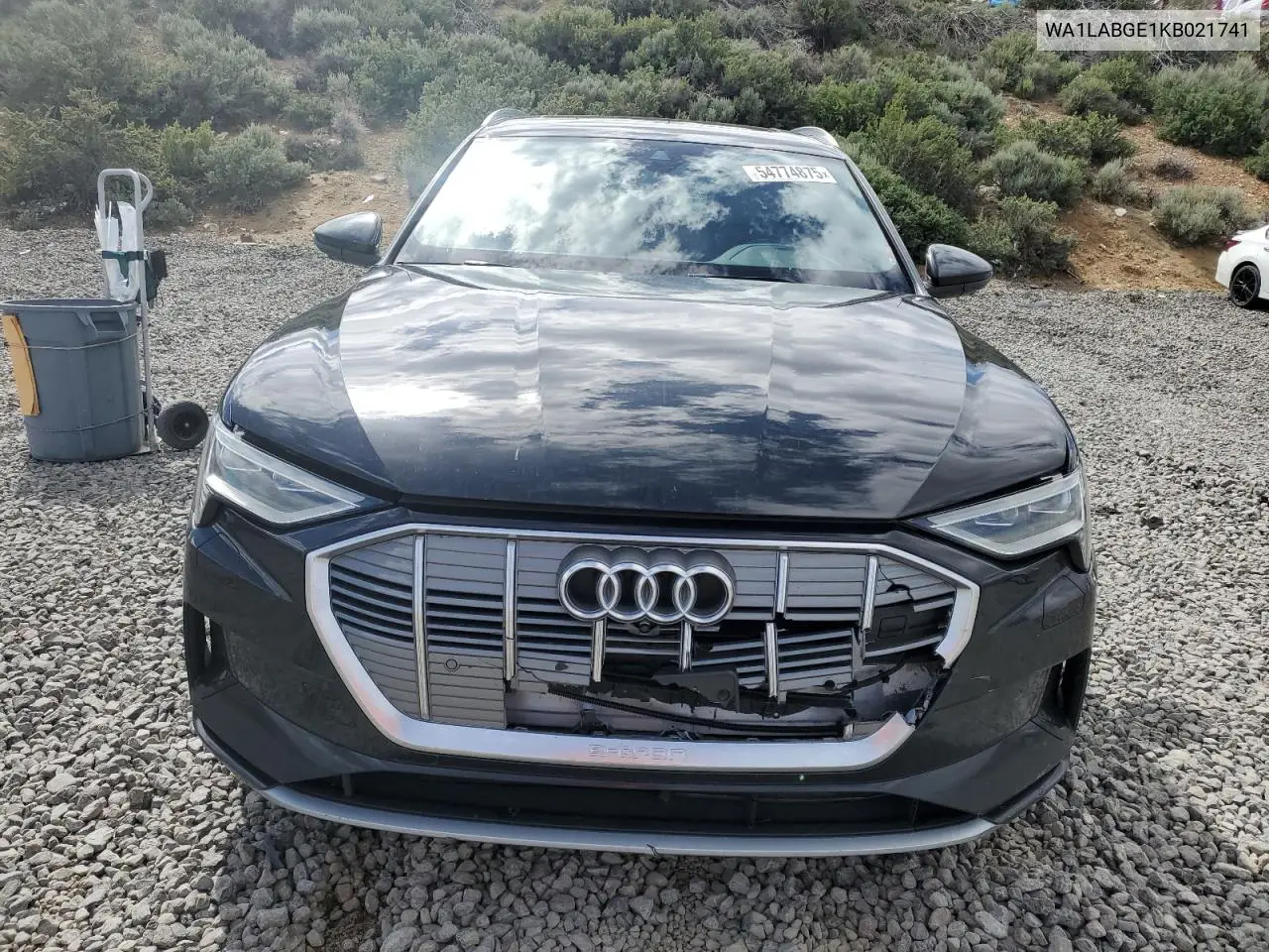 2019 Audi E-Tron Premium Plus VIN: WA1LABGE1KB021741 Lot: 54774875