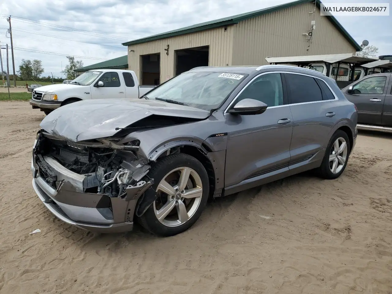 2019 Audi E-Tron Premium Plus VIN: WA1LAAGE8KB024677 Lot: 55128115