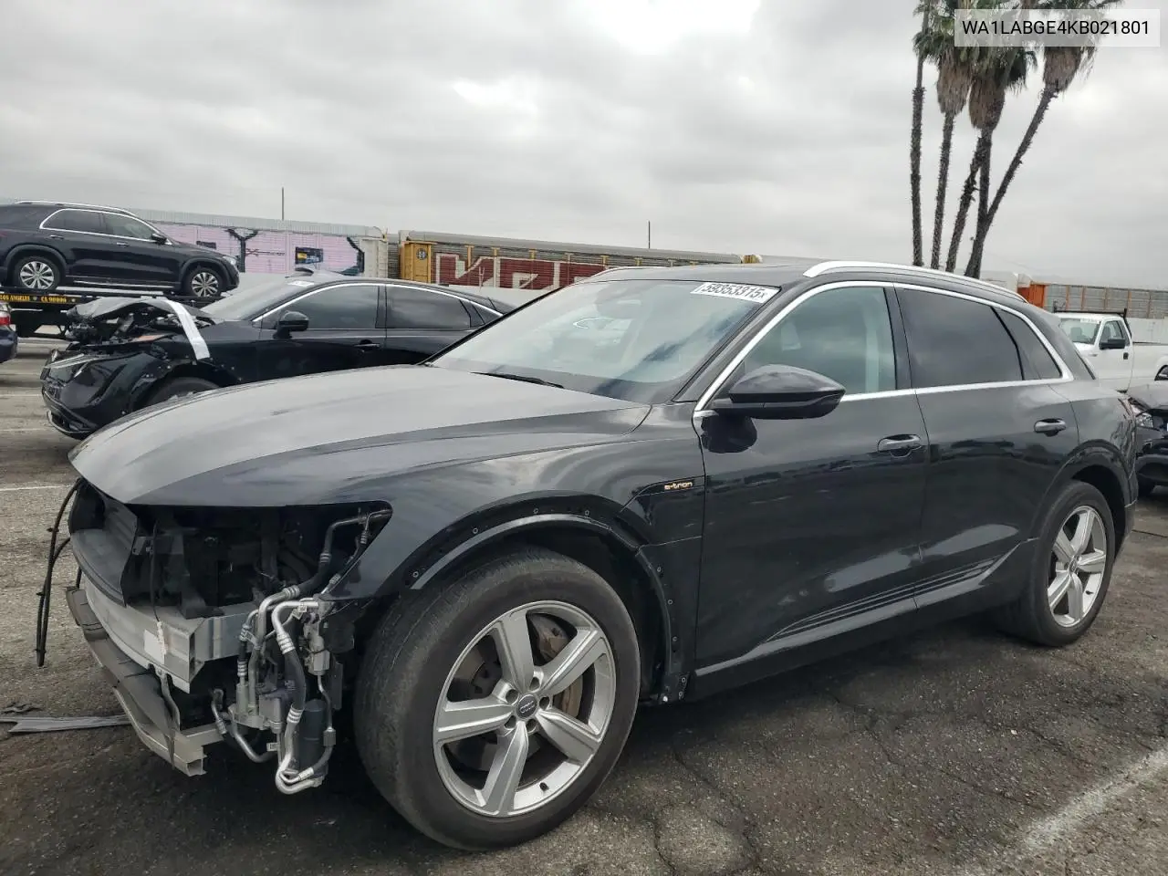 2019 Audi E-Tron Premium Plus VIN: WA1LABGE4KB021801 Lot: 59353315