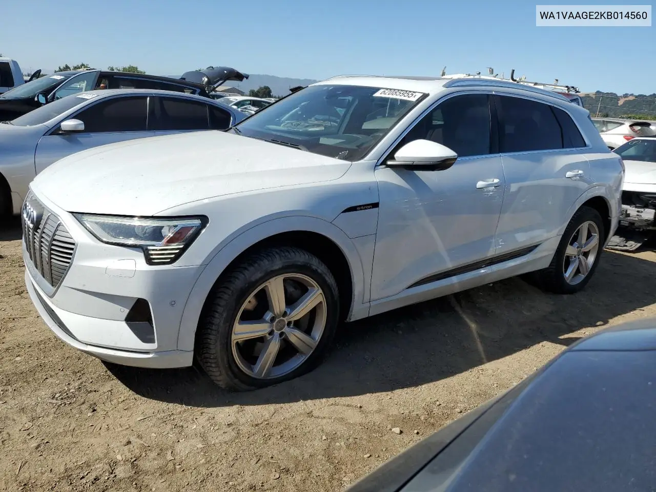 2019 Audi E-Tron Prestige VIN: WA1VAAGE2KB014560 Lot: 62085955