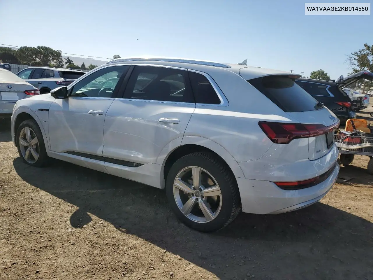 2019 Audi E-Tron Prestige VIN: WA1VAAGE2KB014560 Lot: 62085955