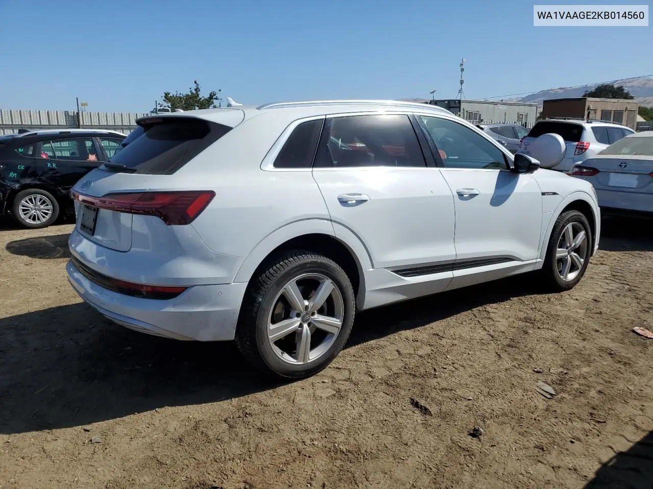 2019 Audi E-Tron Prestige VIN: WA1VAAGE2KB014560 Lot: 62085955