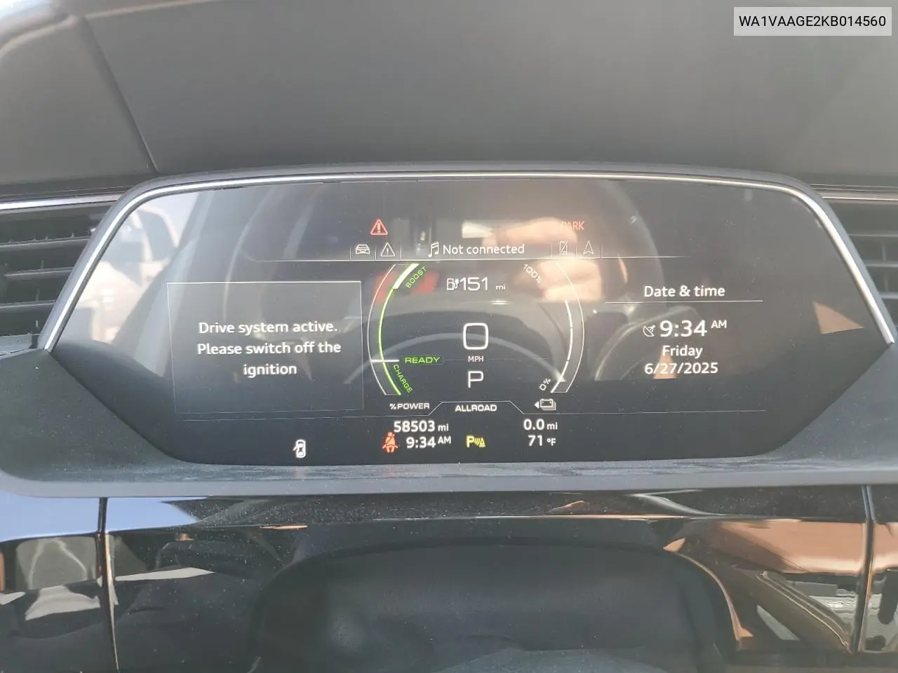 2019 Audi E-Tron Prestige VIN: WA1VAAGE2KB014560 Lot: 62085955