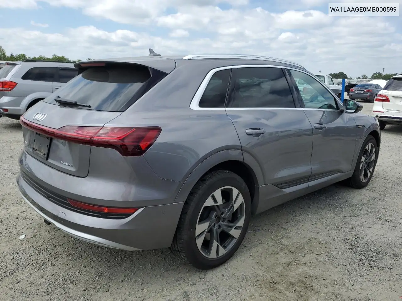 2021 Audi E-Tron Premium Plus VIN: WA1LAAGE0MB000599 Lot: 53144395