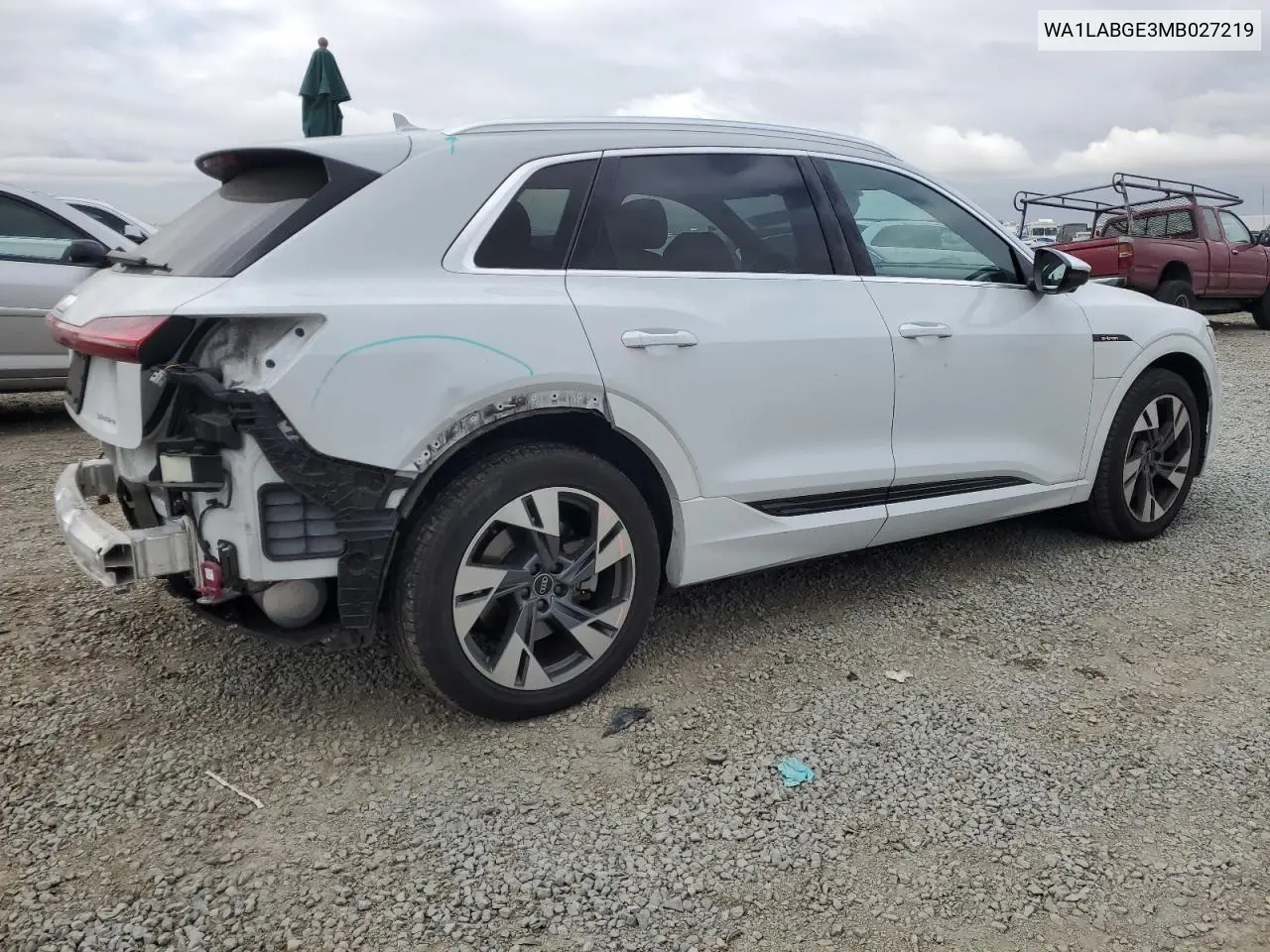 2021 Audi E-Tron Premium Plus VIN: WA1LABGE3MB027219 Lot: 53534415