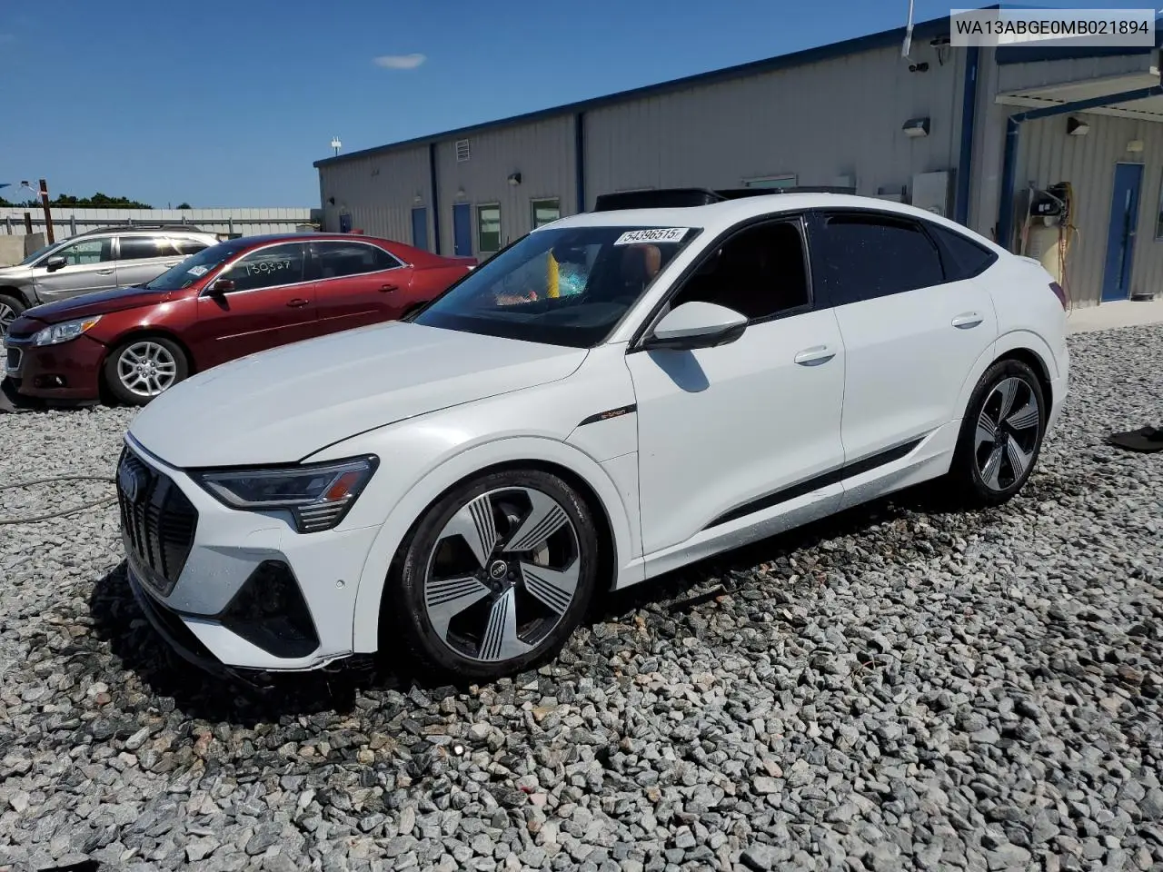 2021 Audi E-Tron Sportback Prestige VIN: WA13ABGE0MB021894 Lot: 54396515
